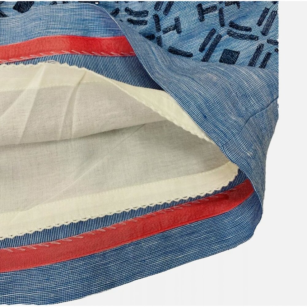 Odille Anthropologie Y2K Alpine Dreams Tiered Skirt Linen Blend Preppy Vintage - Picture 8 of 13